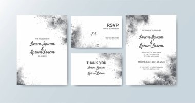 Soyut suluboya arkaplan içeren düğün davetiyesi