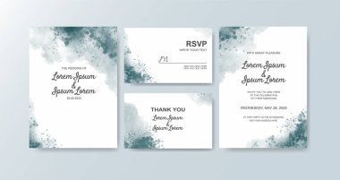 Soyut suluboya arkaplan içeren düğün davetiyesi