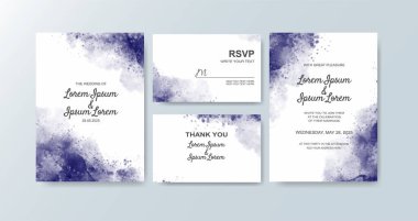 Soyut suluboya arkaplan içeren düğün davetiyesi