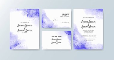 Soyut suluboya arkaplan içeren düğün davetiyesi