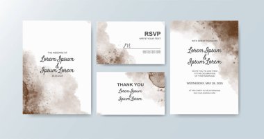 Soyut suluboya arkaplan içeren düğün davetiyesi