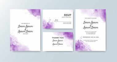 Soyut suluboya arkaplan içeren düğün davetiyesi
