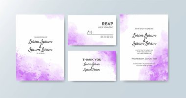 Soyut suluboya arkaplan içeren düğün davetiyesi