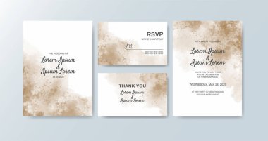 Soyut suluboya arkaplan içeren düğün davetiyesi