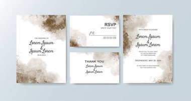 Soyut suluboya arkaplan içeren düğün davetiyesi