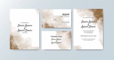 Soyut suluboya arkaplan içeren düğün davetiyesi