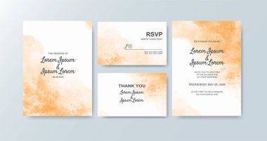 Soyut suluboya arkaplan içeren düğün davetiyesi