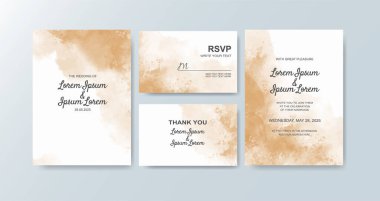 Soyut suluboya arkaplan içeren düğün davetiyesi