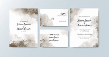 Soyut suluboya arkaplan içeren düğün davetiyesi