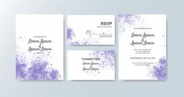 Soyut suluboya arkaplan içeren düğün davetiyesi