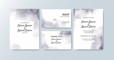 Soyut suluboya arkaplan içeren düğün davetiyesi