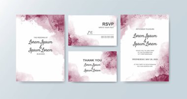 Soyut suluboya arkaplan içeren düğün davetiyesi