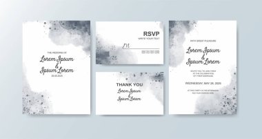 Soyut suluboya arkaplan içeren düğün davetiyesi