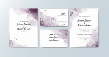 Soyut suluboya arkaplan içeren düğün davetiyesi