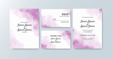 Soyut suluboya arkaplan içeren düğün davetiyesi