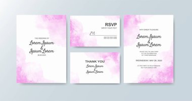 Soyut suluboya arkaplan içeren düğün davetiyesi
