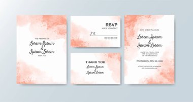 Soyut suluboya arkaplan içeren düğün davetiyesi