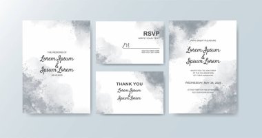 Soyut suluboya arkaplan içeren düğün davetiyesi