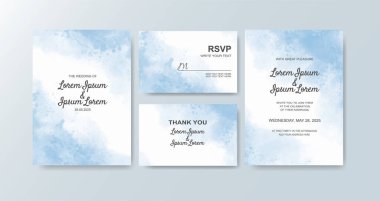Soyut suluboya arkaplan içeren düğün davetiyesi