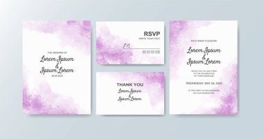 Soyut suluboya arkaplan içeren düğün davetiyesi