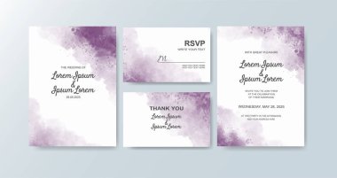 Soyut suluboya arkaplan içeren düğün davetiyesi