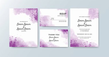 Soyut suluboya arkaplan içeren düğün davetiyesi