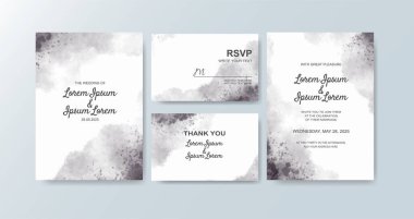 Soyut suluboya arkaplan içeren düğün davetiyesi