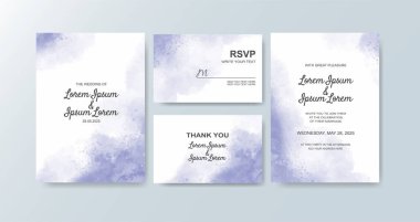 Soyut suluboya arkaplan içeren düğün davetiyesi