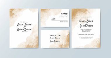 Soyut suluboya arkaplan içeren düğün davetiyesi