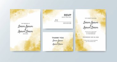 Soyut suluboya arkaplan içeren düğün davetiyesi