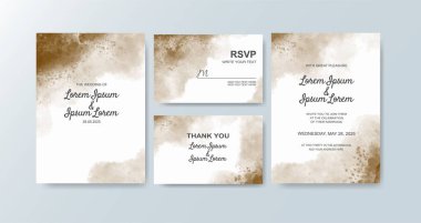 Soyut suluboya arkaplan içeren düğün davetiyesi