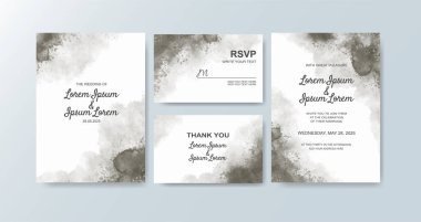 Soyut suluboya arkaplan içeren düğün davetiyesi