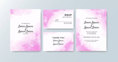 Soyut suluboya arkaplan içeren düğün davetiyesi