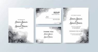 Soyut suluboya arkaplan içeren düğün davetiyesi