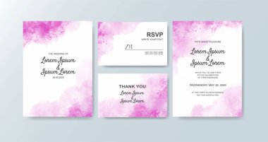 Soyut suluboya arkaplan içeren düğün davetiyesi