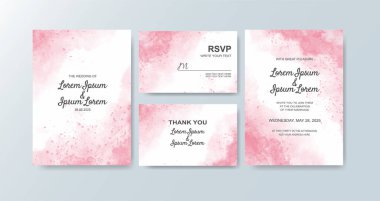 Soyut suluboya arkaplan içeren düğün davetiyesi