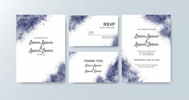 Soyut suluboya arkaplan içeren düğün davetiyesi