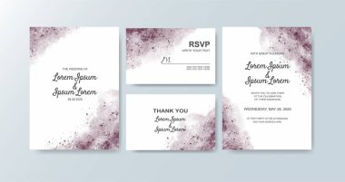 Soyut suluboya arkaplan içeren düğün davetiyesi