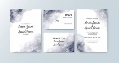 Soyut suluboya arkaplan içeren düğün davetiyesi