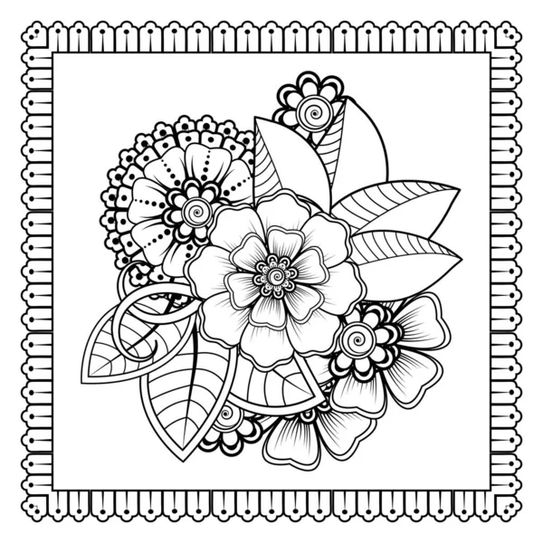 Henna Mehndi 入れ墨 装飾のためのマンダラの形で円形のパターン 民族的な東洋スタイルの装飾品 ぬり絵ページ — ストックベクタ