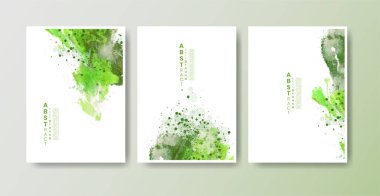 Suluboya lekeli kartlar. Tasarımınız için beyaz arkaplanda elle çizilmiş lekeler olan kartlar. Randevunuz, kartpostalınız, afişiniz, logonuz için tasarım. 