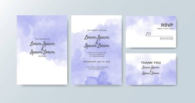 Soyut suluboya arkaplan içeren düğün davetiyesi
