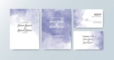 Soyut suluboya arkaplan içeren düğün davetiyesi