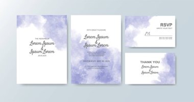 Soyut suluboya arkaplan içeren düğün davetiyesi
