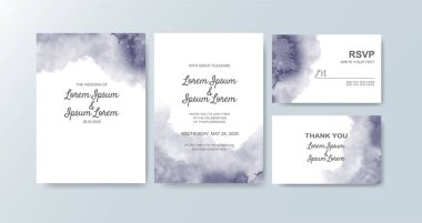 Soyut suluboya arkaplan içeren düğün davetiyesi