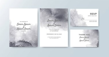 Soyut suluboya arkaplan içeren düğün davetiyesi