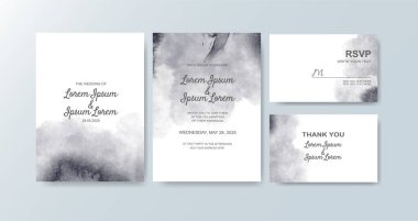 Soyut suluboya arkaplan içeren düğün davetiyesi