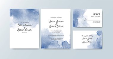 Soyut suluboya arkaplan içeren düğün davetiyesi
