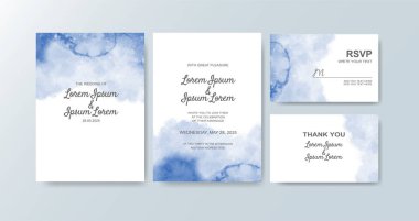 Soyut suluboya arkaplan içeren düğün davetiyesi