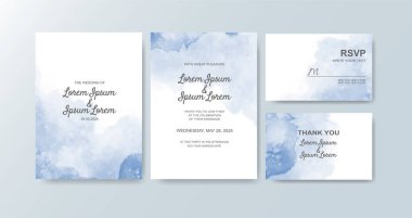 Soyut suluboya arkaplan içeren düğün davetiyesi